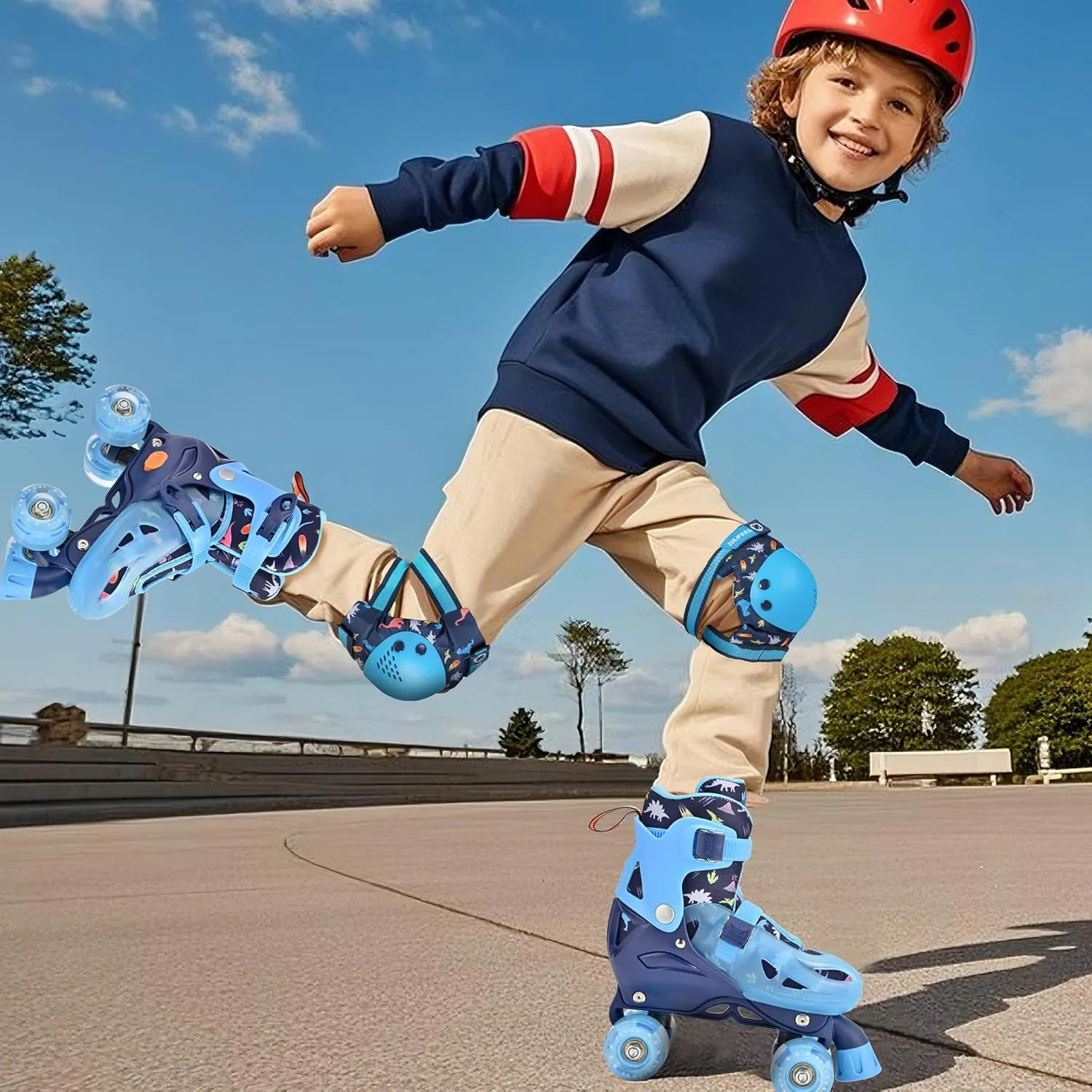 SULIFEEL Roller Skates for Girls Boys Kids Ages 3-10 with Light Up Wheels, Adjustable 4 Sizes for Kids Toddler Beginner Rollerskates