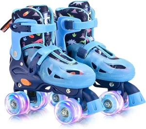 SULIFEEL Roller Skates for Girls Boys Kids Ages 3-10 with Light Up Wheels, Adjustable 4 Sizes for Kids Toddler Beginner Rollerskates