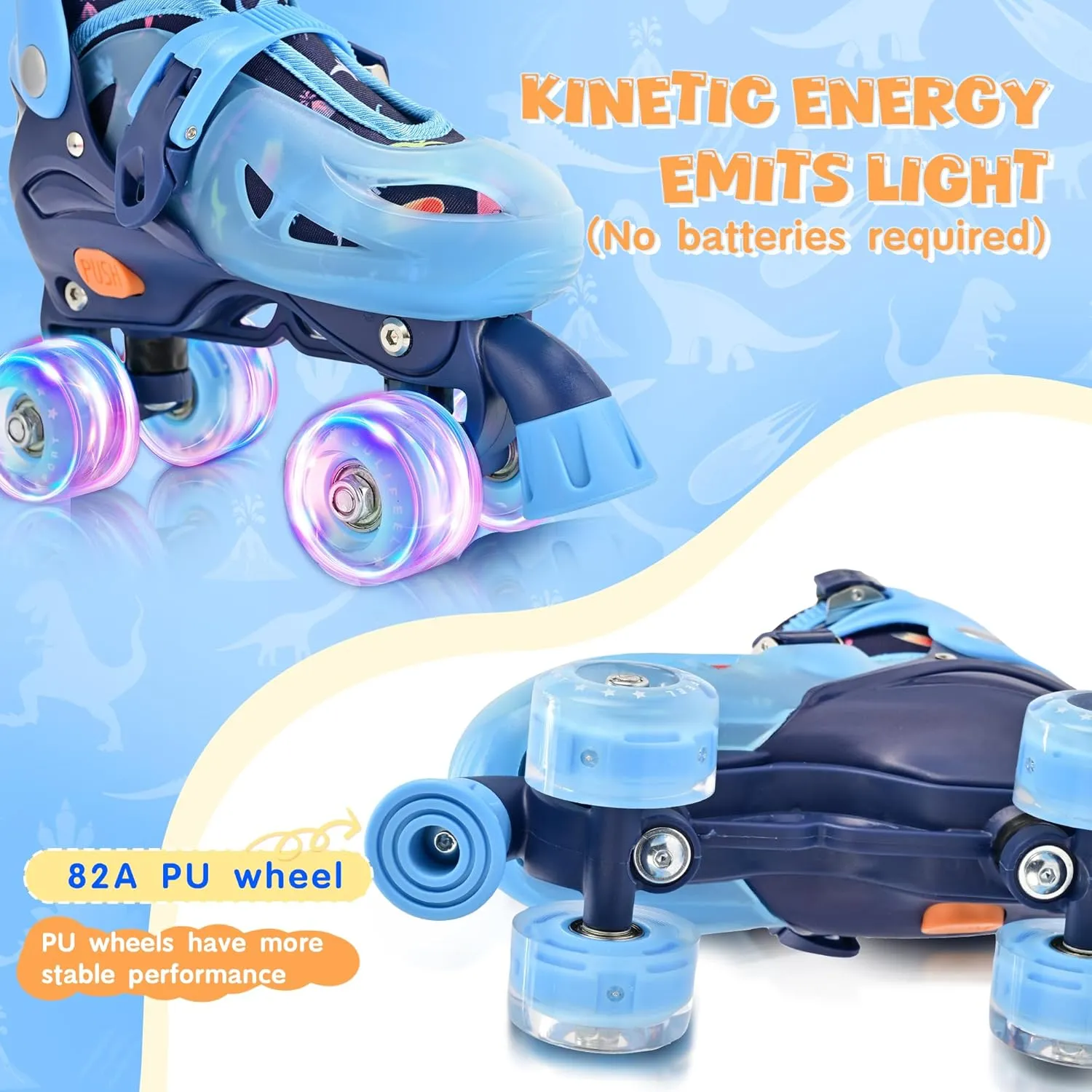 SULIFEEL Roller Skates for Girls Boys Kids Ages 3-10 with Light Up Wheels, Adjustable 4 Sizes for Kids Toddler Beginner Rollerskates