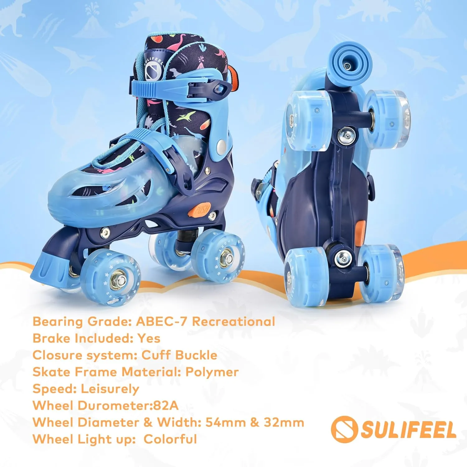 SULIFEEL Roller Skates for Girls Boys Kids Ages 3-10 with Light Up Wheels, Adjustable 4 Sizes for Kids Toddler Beginner Rollerskates