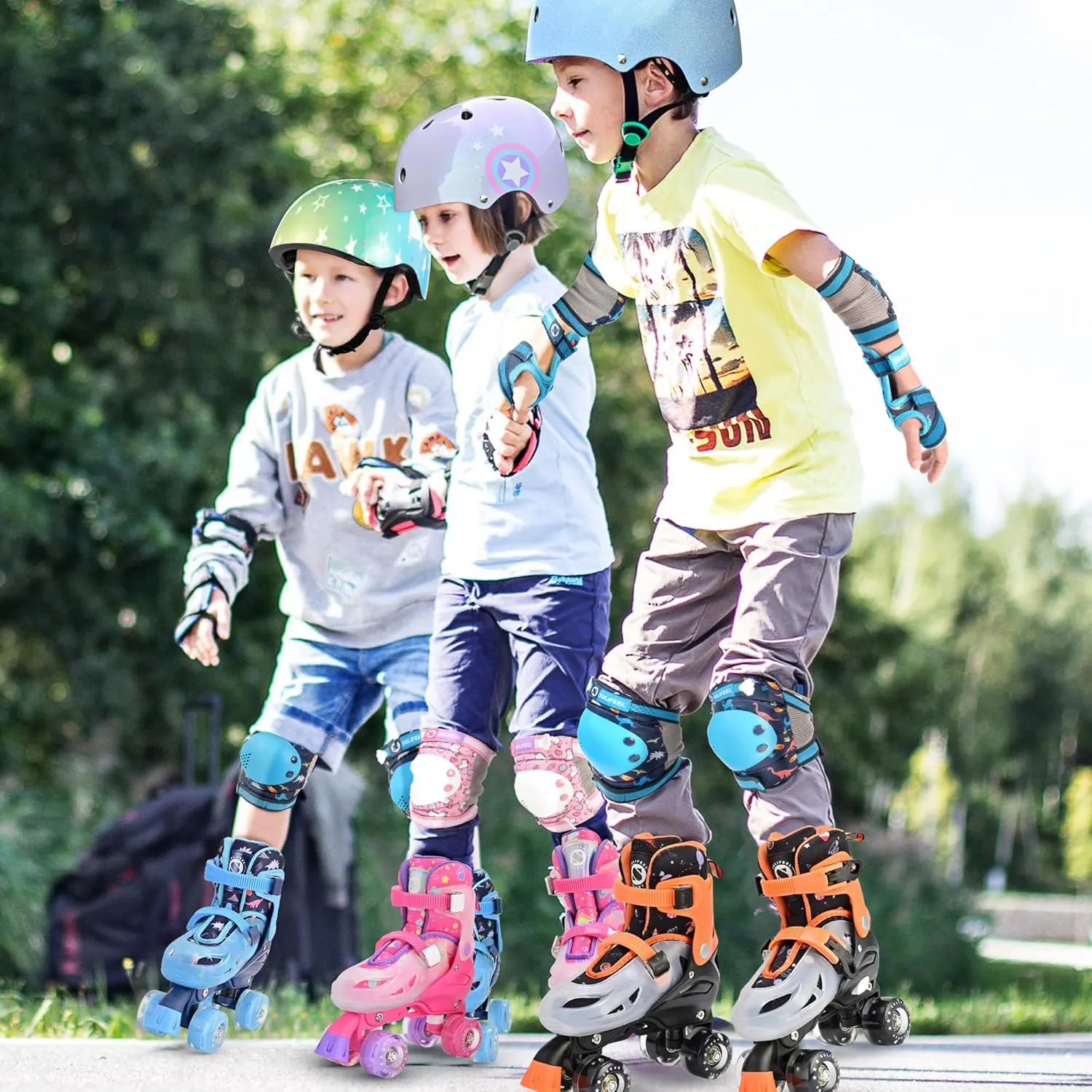 SULIFEEL Roller Skates for Girls Boys Kids Ages 3-10 with Light Up Wheels, Adjustable 4 Sizes for Kids Toddler Beginner Rollerskates