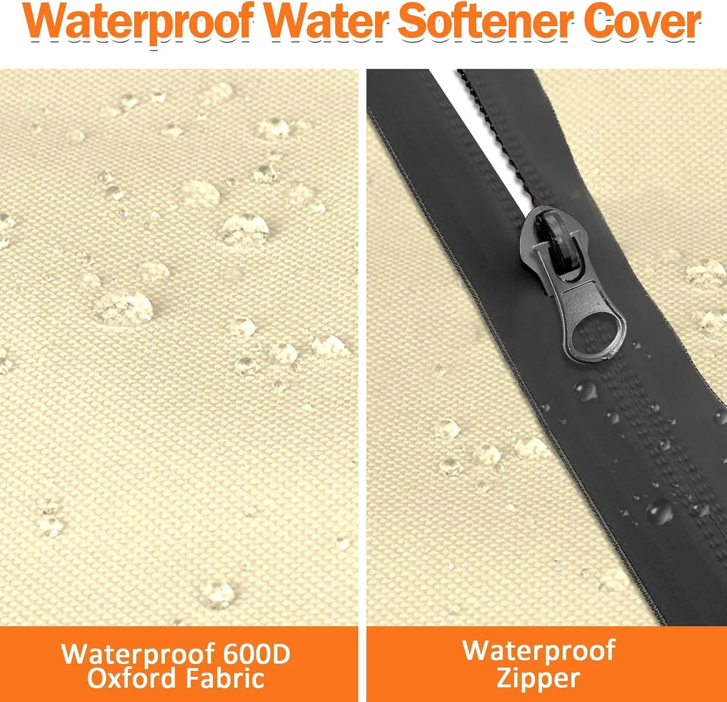 SUNICO Water Softener Cover, 3 Layers Insulated, 11.5''D x 52''H, Beige, Waterproof, UV Resistant