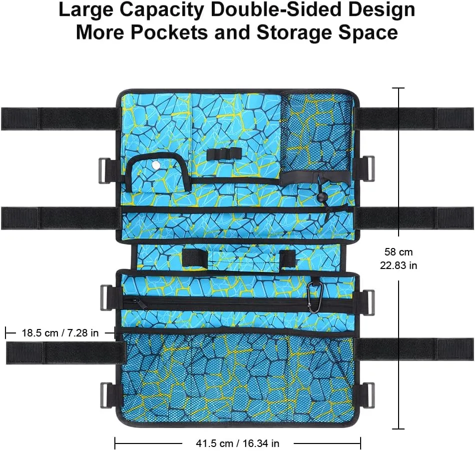 supregear Walker Bag for Seniors Folding Walker Accessories Bag (Double Sided), Walker Basket Caddy Large Capacity Waterproof Tote with 9 Pockets and Cup Holder