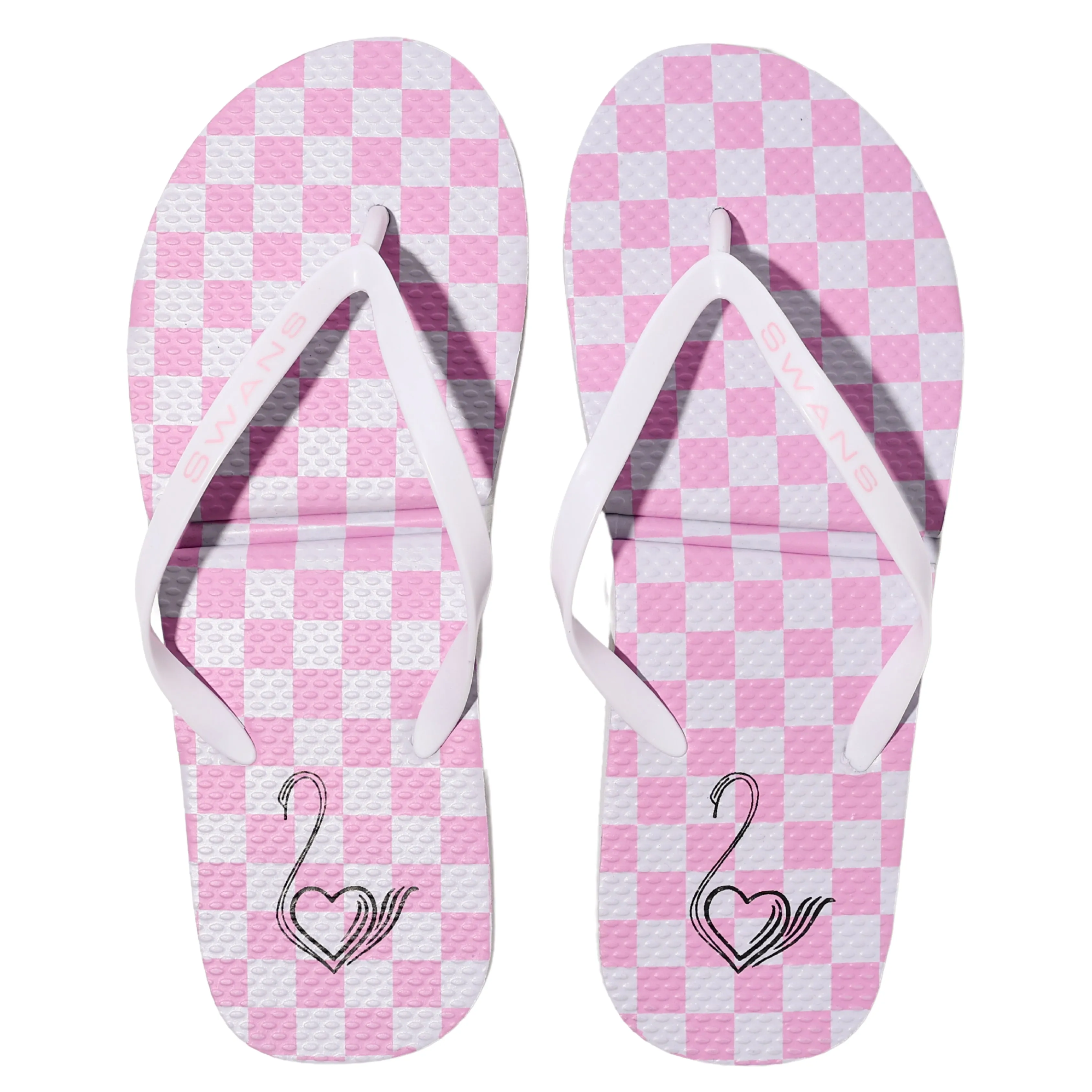 Swans Foldable Flip Flops- Pink and White Checkered