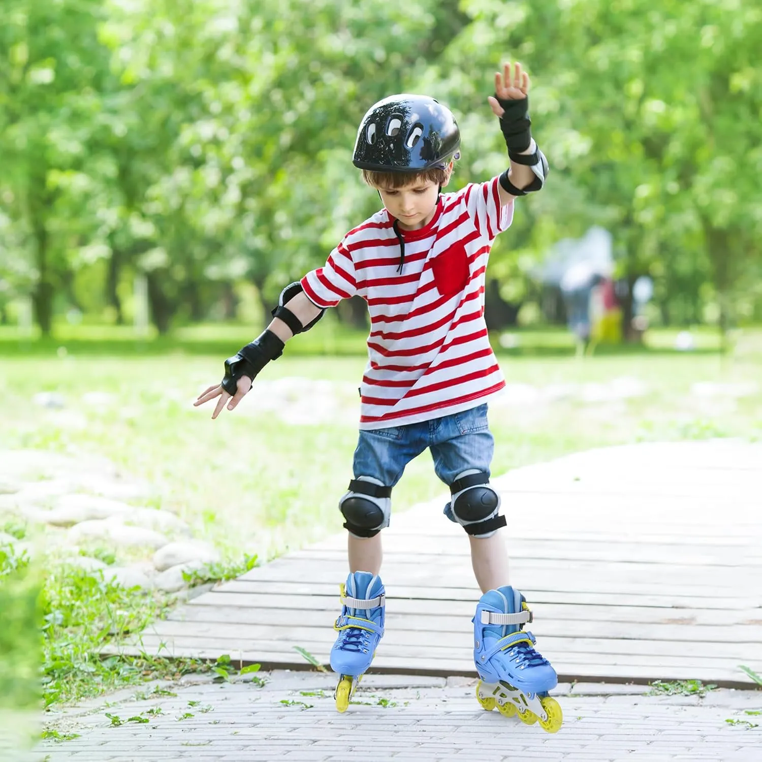 SWAY Inline Skates 4 Size Adjustable for Girls and Boys, All Wheels Light Up, Outdoor Inline Skates for Kids and Youths Age 4-16, Lightweight & Comfortable for Beginners
