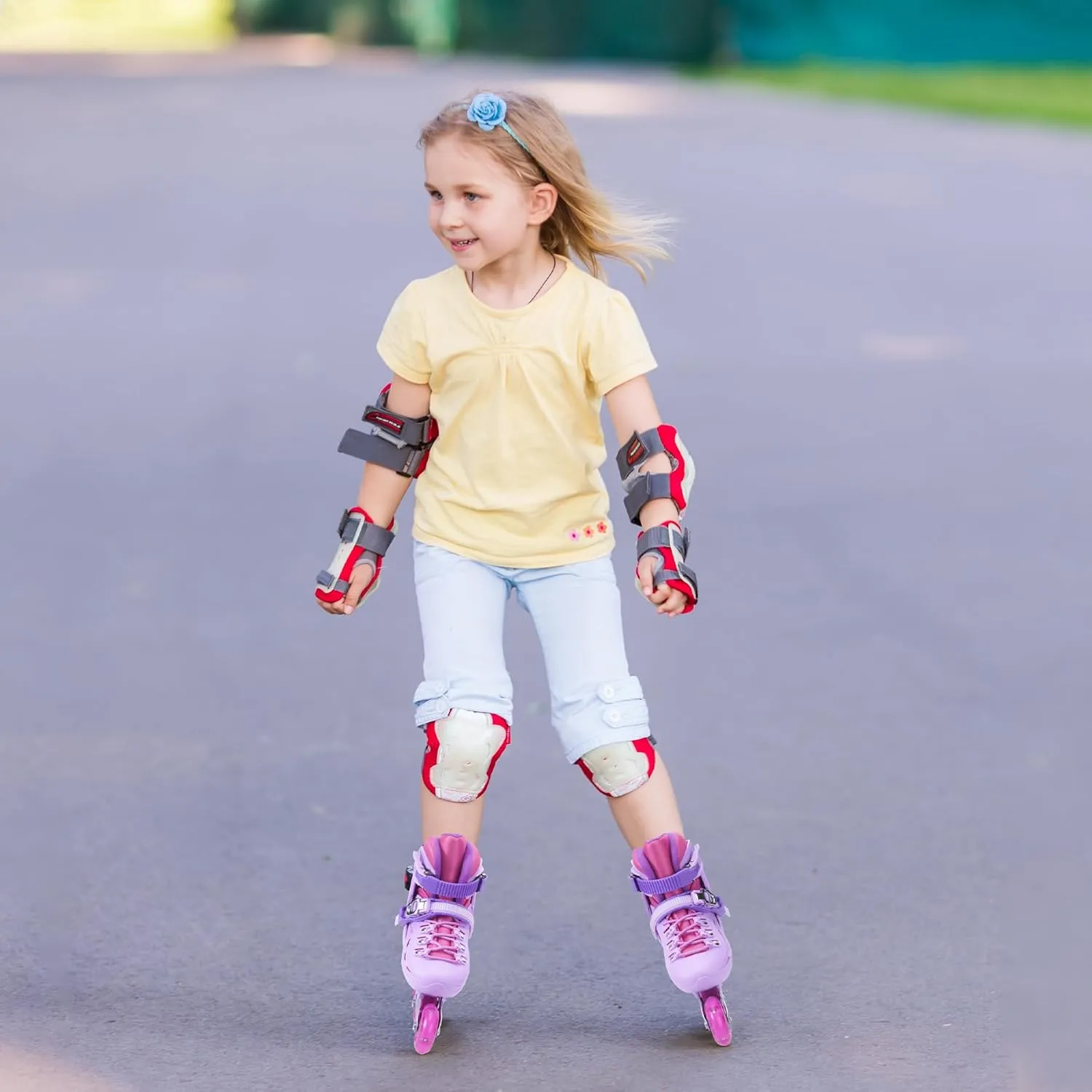 SWAY Inline Skates 4 Size Adjustable for Girls and Boys, All Wheels Light Up, Outdoor Inline Skates for Kids and Youths Age 4-16, Lightweight & Comfortable for Beginners