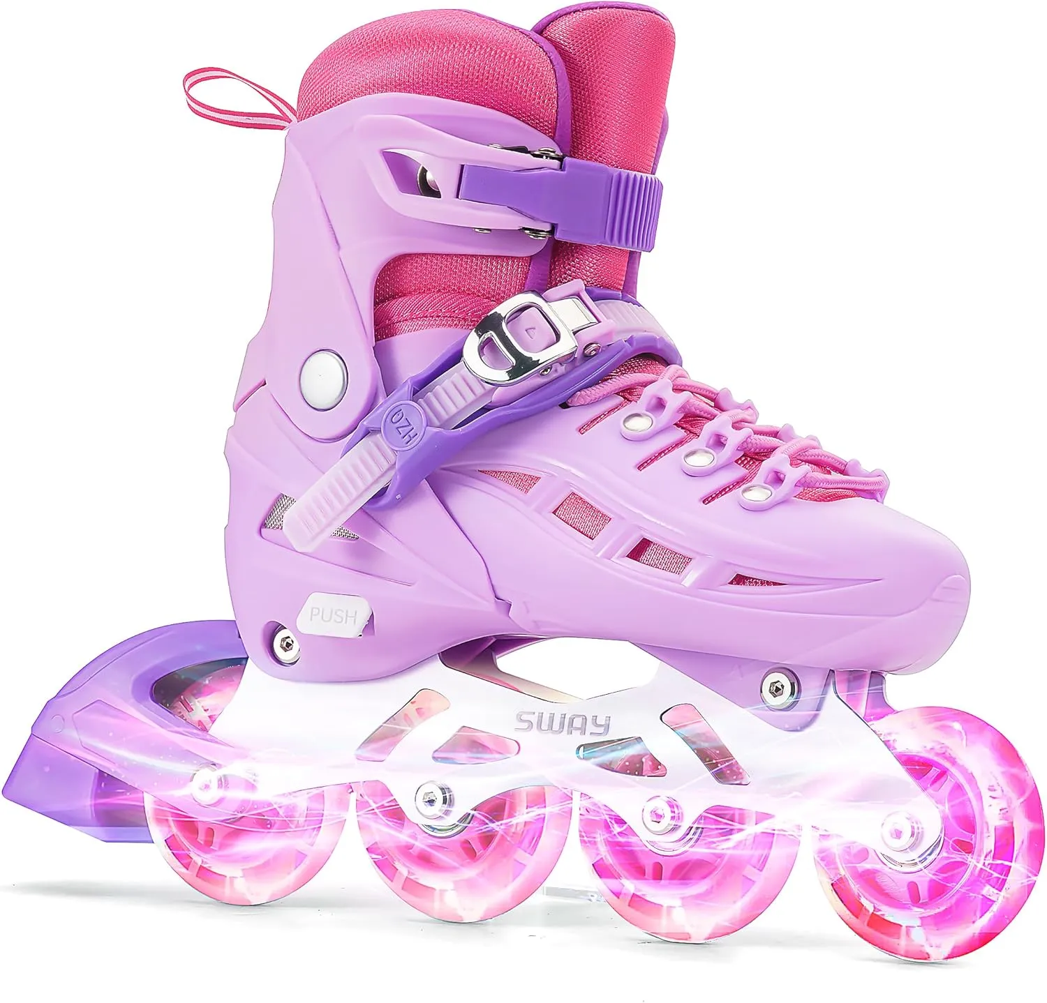 SWAY Inline Skates 4 Size Adjustable for Girls and Boys, All Wheels Light Up, Outdoor Inline Skates for Kids and Youths Age 4-16, Lightweight & Comfortable for Beginners