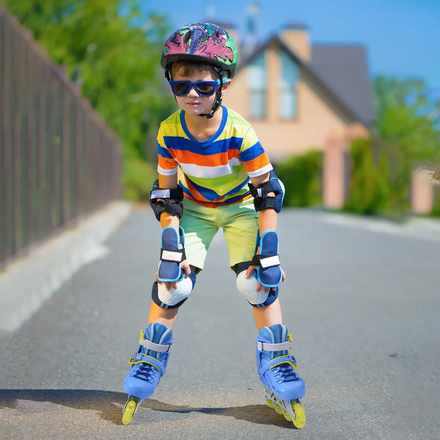 SWAY Inline Skates 4 Size Adjustable for Girls and Boys, All Wheels Light Up, Outdoor Inline Skates for Kids and Youths Age 4-16, Lightweight & Comfortable for Beginners