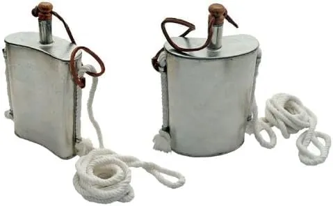 SZCO Stainless Steel Canteen – 1 Quart Handmade Water Bottle with Rope Strap – Vintage Military Camping Flask for Outdoor, Hiking, and Reenactment