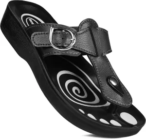 T-Bar Buckle Strap Sandals Flip Flop Slides for Women