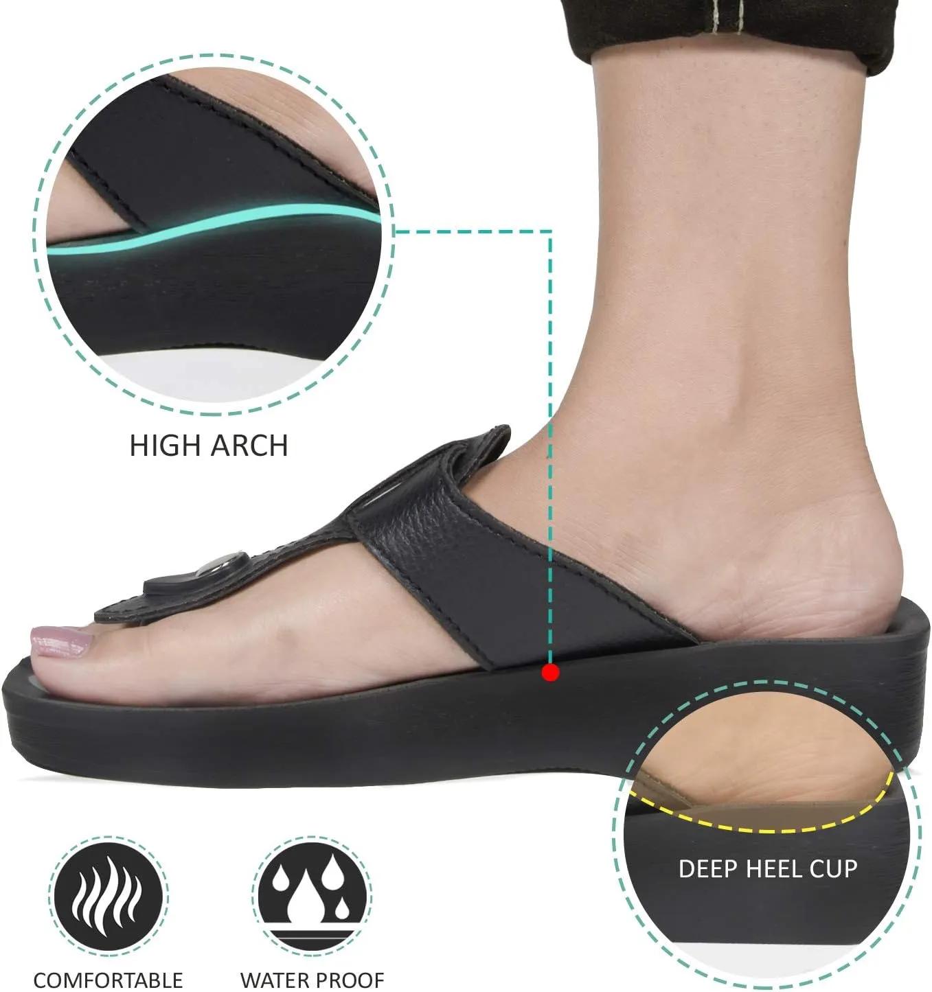 T-Bar Buckle Strap Sandals Flip Flop Slides for Women