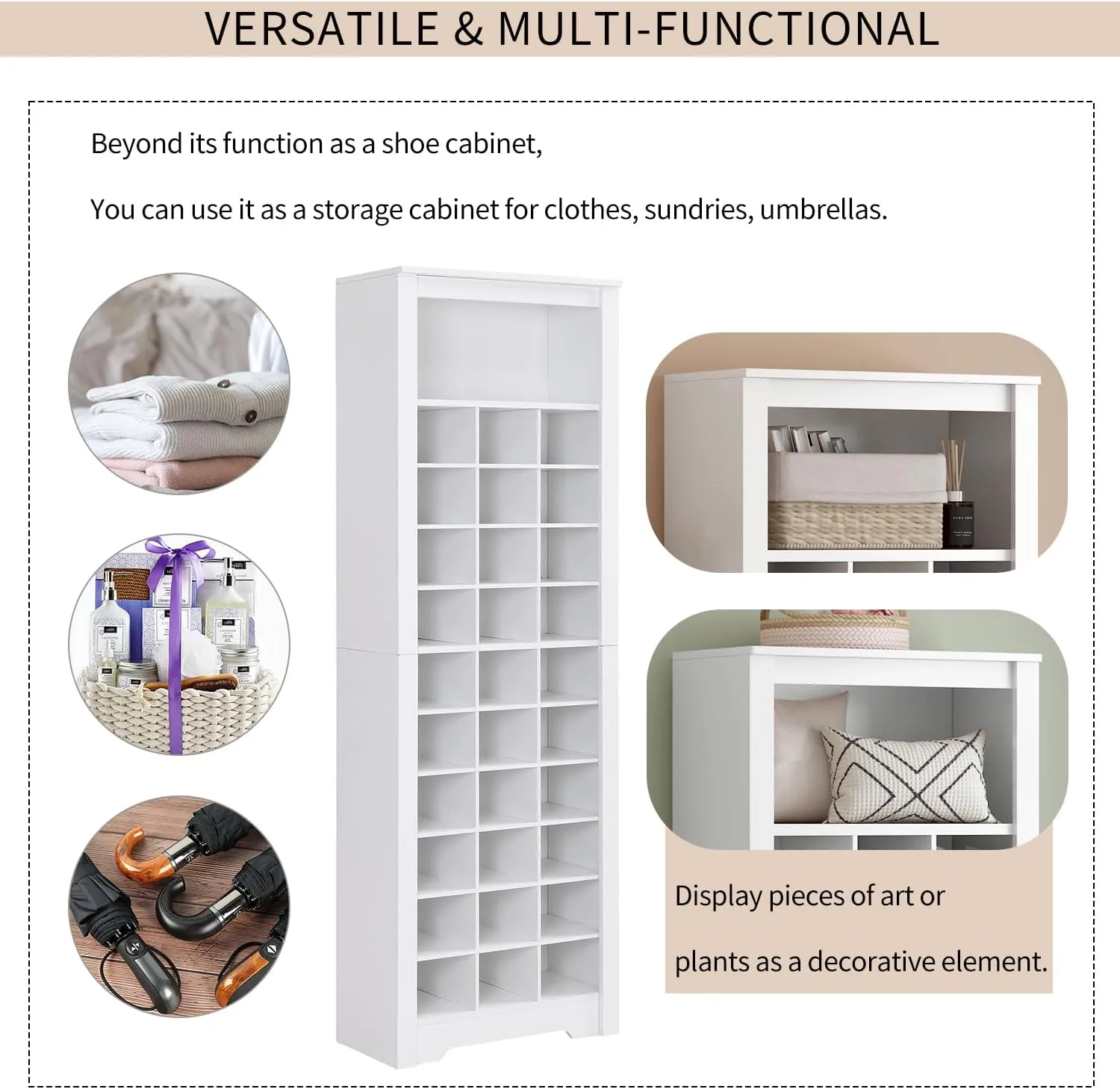 Tall Shoe Cabinet, 11-Tier Entryway Shoe Storage Cabinet, with 30 Cubbies Holds Up to 30 Pairs of Shoes, Wooden Shoe Organizer for Entryway, Hallway, Closet, White