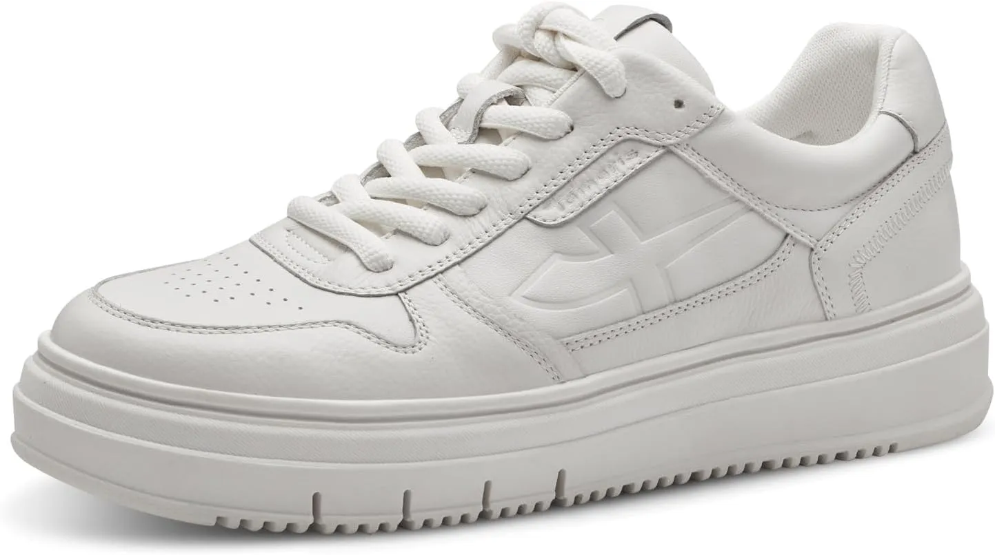 Tamaris Women's Low Trainers Lace-up, Plain White, 7