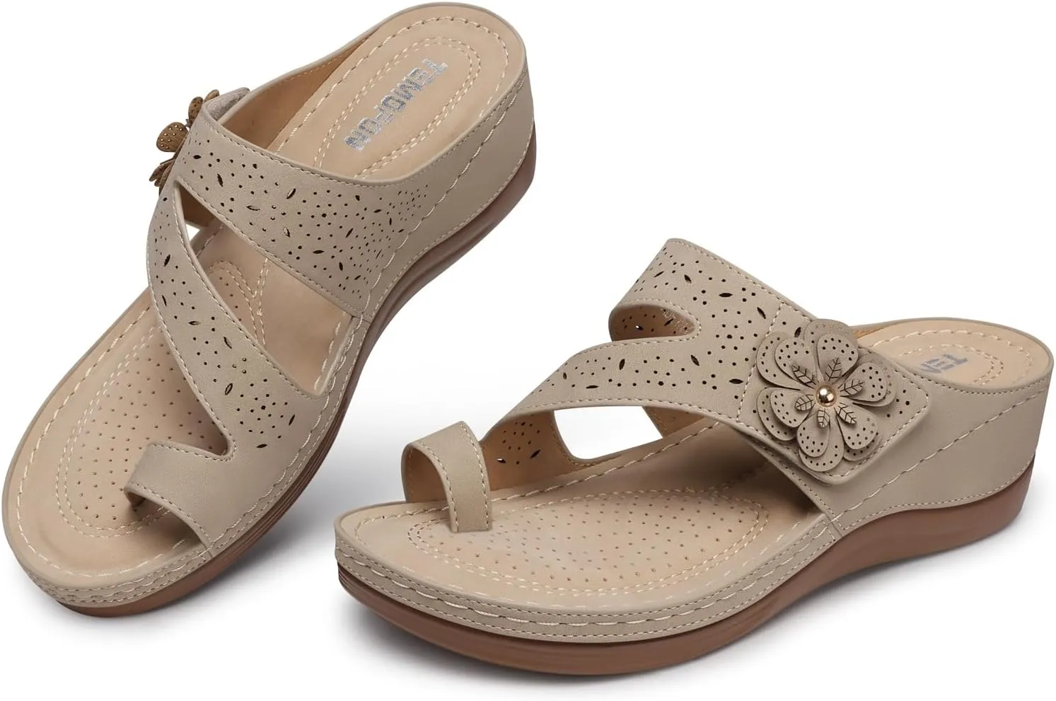 TEMOFON Flip Flops for Women Dressy: Comfortable Walking Summer Sandals Woman 2025 - Slip On Split Toed Thong Sandal