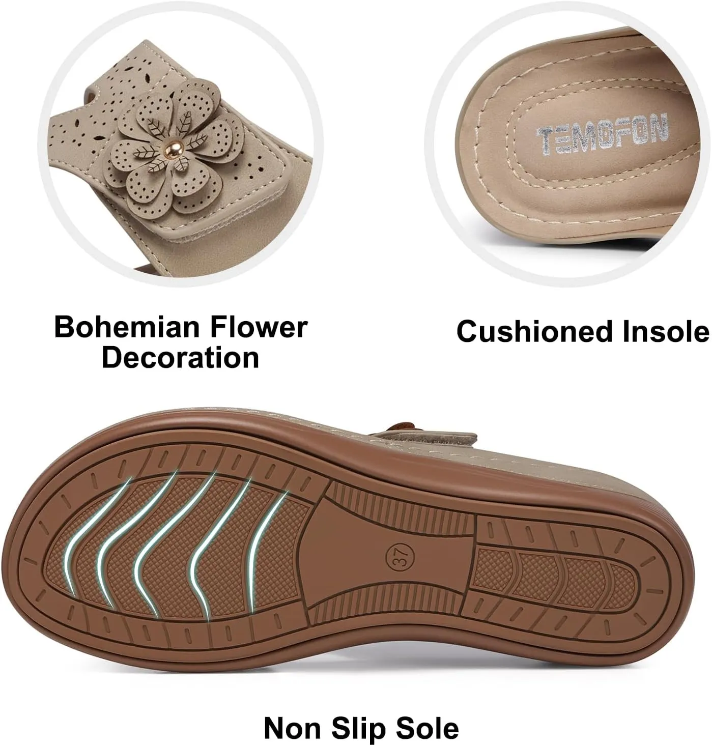 TEMOFON Flip Flops for Women Dressy: Comfortable Walking Summer Sandals Woman 2025 - Slip On Split Toed Thong Sandal