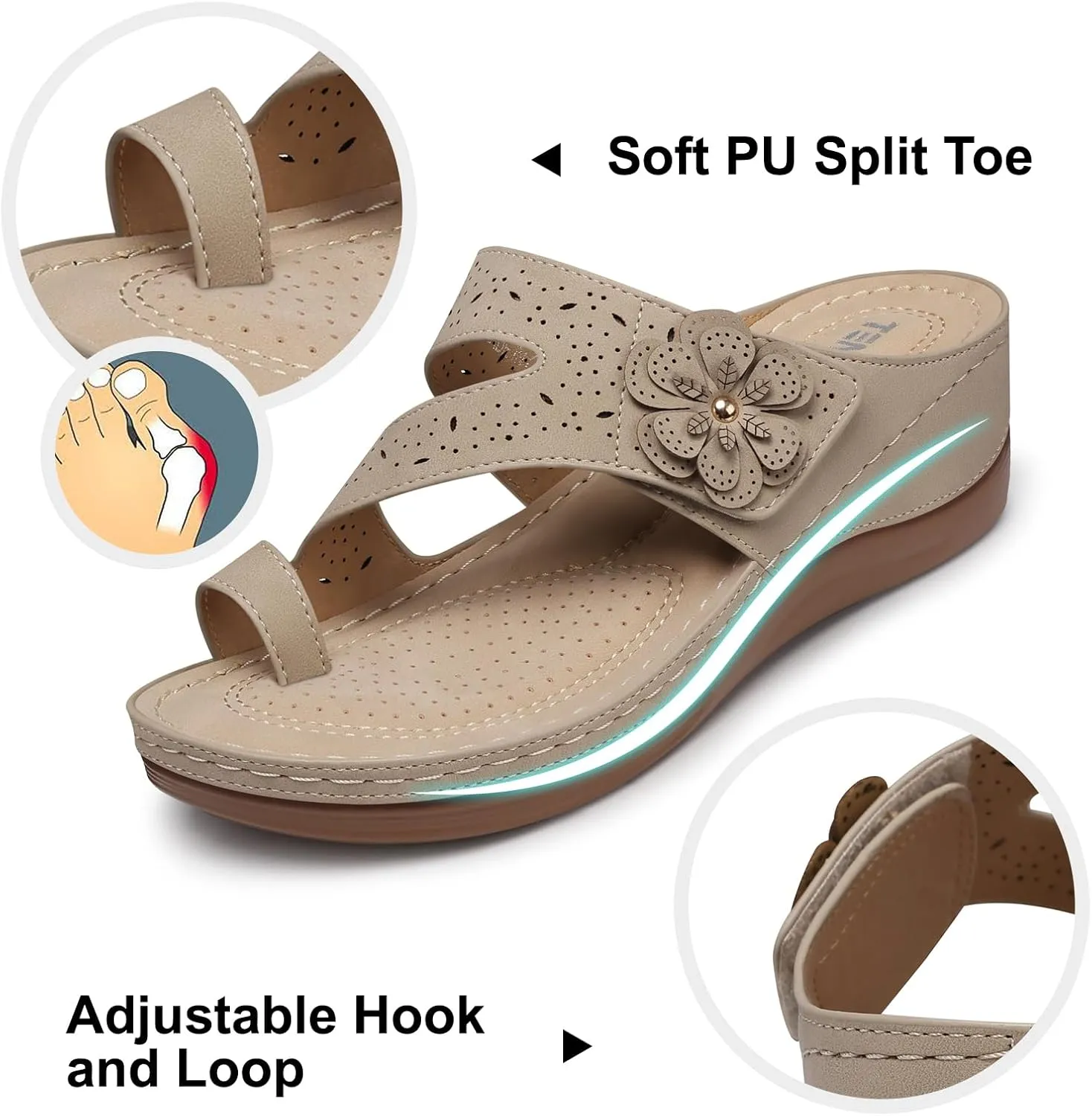 TEMOFON Flip Flops for Women Dressy: Comfortable Walking Summer Sandals Woman 2025 - Slip On Split Toed Thong Sandal