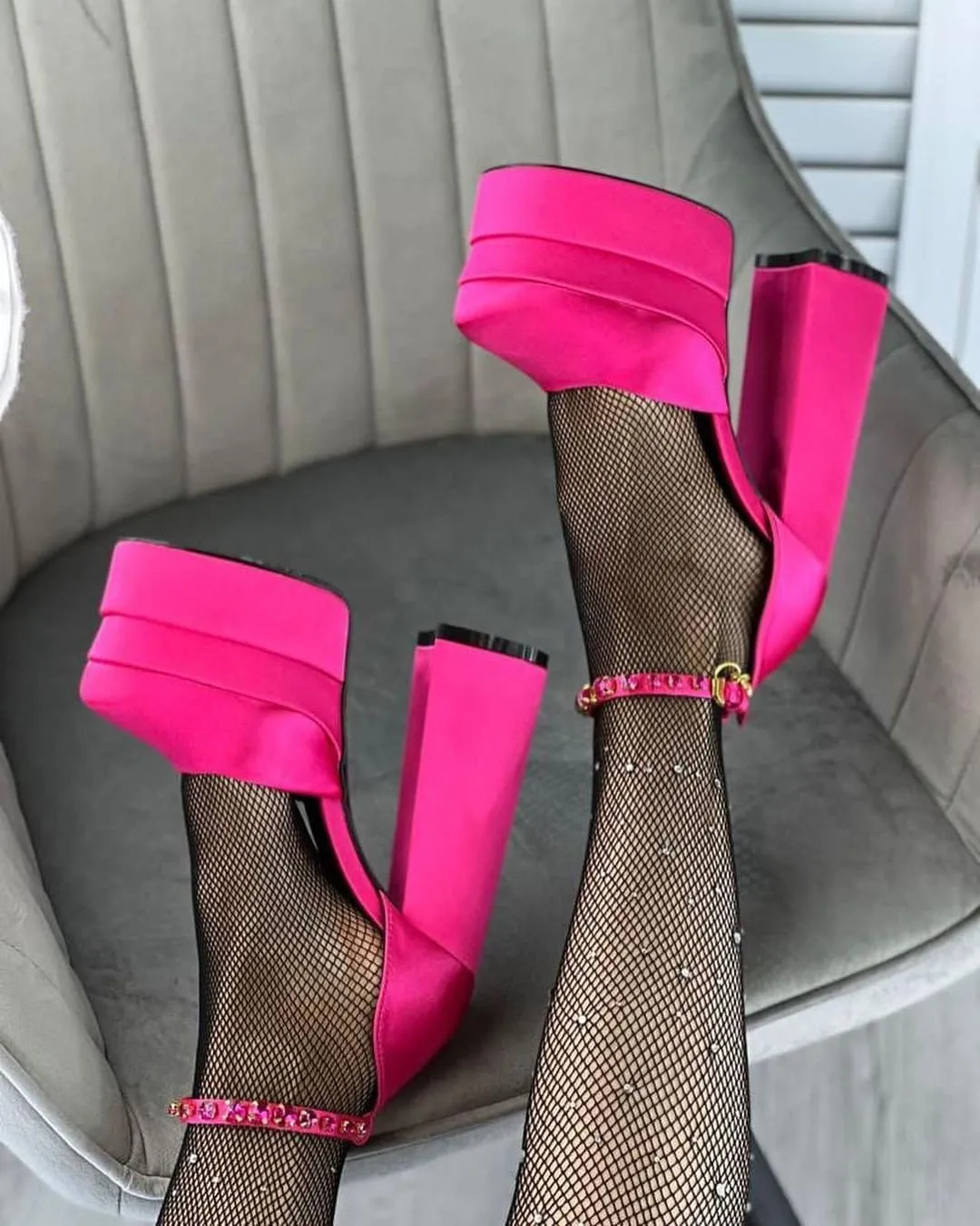 THESHY Womens Platform Chunky High Block Heels Ankle Strap Buckles Wedge Dress Pumps Fashion Shoes for Women