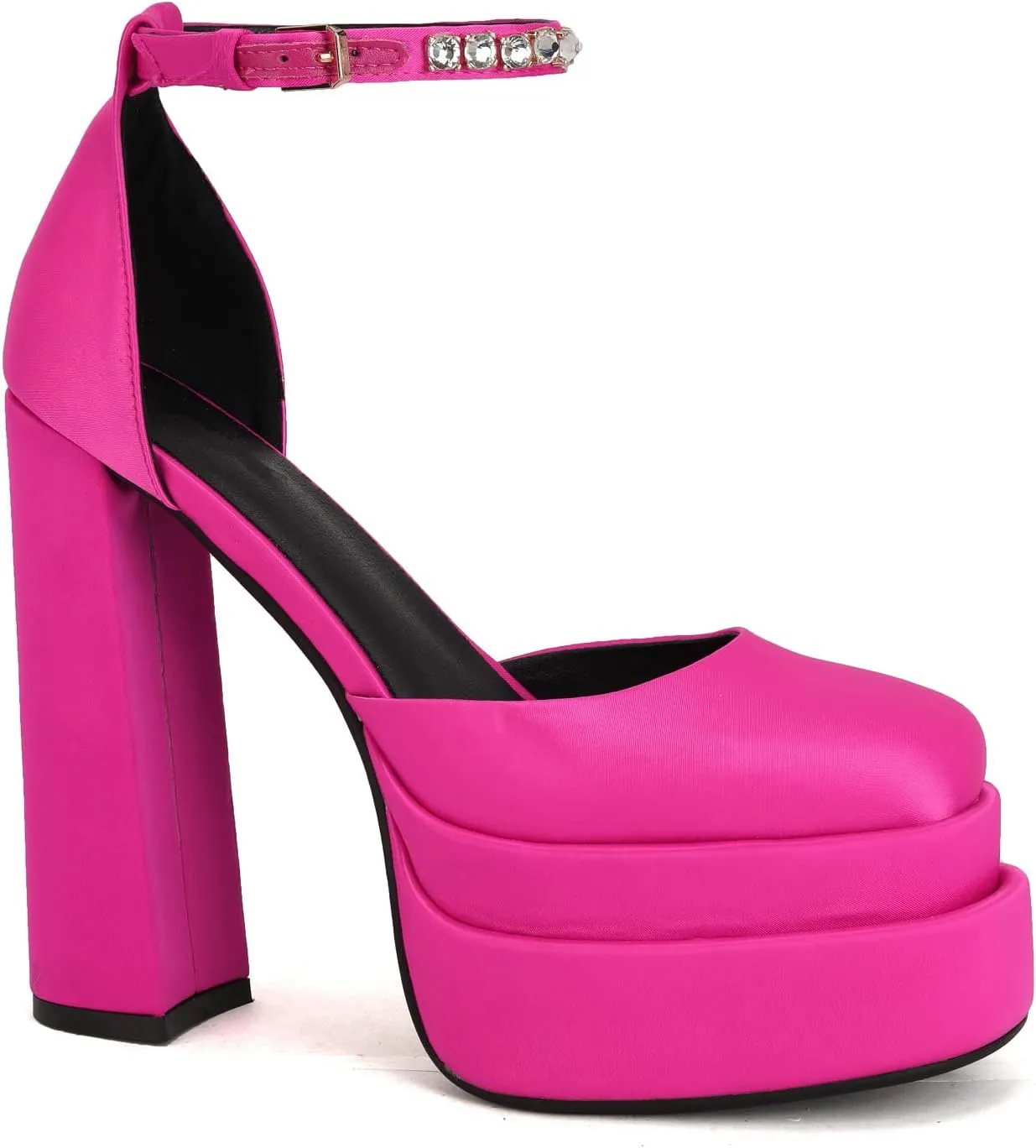THESHY Womens Platform Chunky High Block Heels Ankle Strap Buckles Wedge Dress Pumps Fashion Shoes for Women