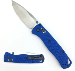 Thumb Open Bugout Knife, Axis Lock Knife with 3'' 8Cr13MoV Blade, Satin Finish, Drop Point, Blue Glass Reinforced Nylon Grivory Handle, EDC Folding Pocket Knife with Belt Clip for Camping