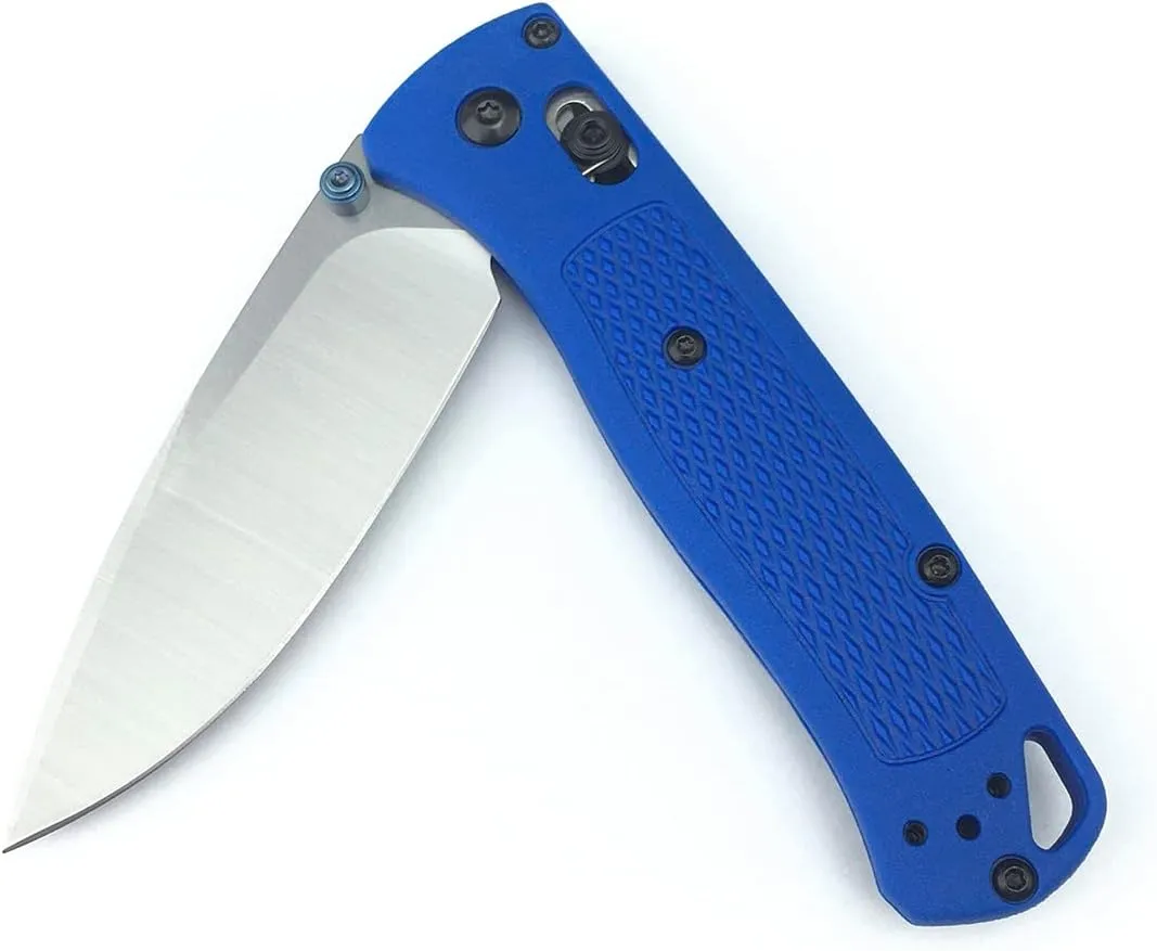 Thumb Open Bugout Knife, Axis Lock Knife with 3'' 8Cr13MoV Blade, Satin Finish, Drop Point, Blue Glass Reinforced Nylon Grivory Handle, EDC Folding Pocket Knife with Belt Clip for Camping
