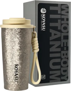 Titanium Travel Mug 16 oz – Keeps Cold 24H / Hot 6H – Vacuum Insulated, Leak-Proof, Lightweight – Whole-Body Titanium Coffee Cup for Work, Camping, Outdoors