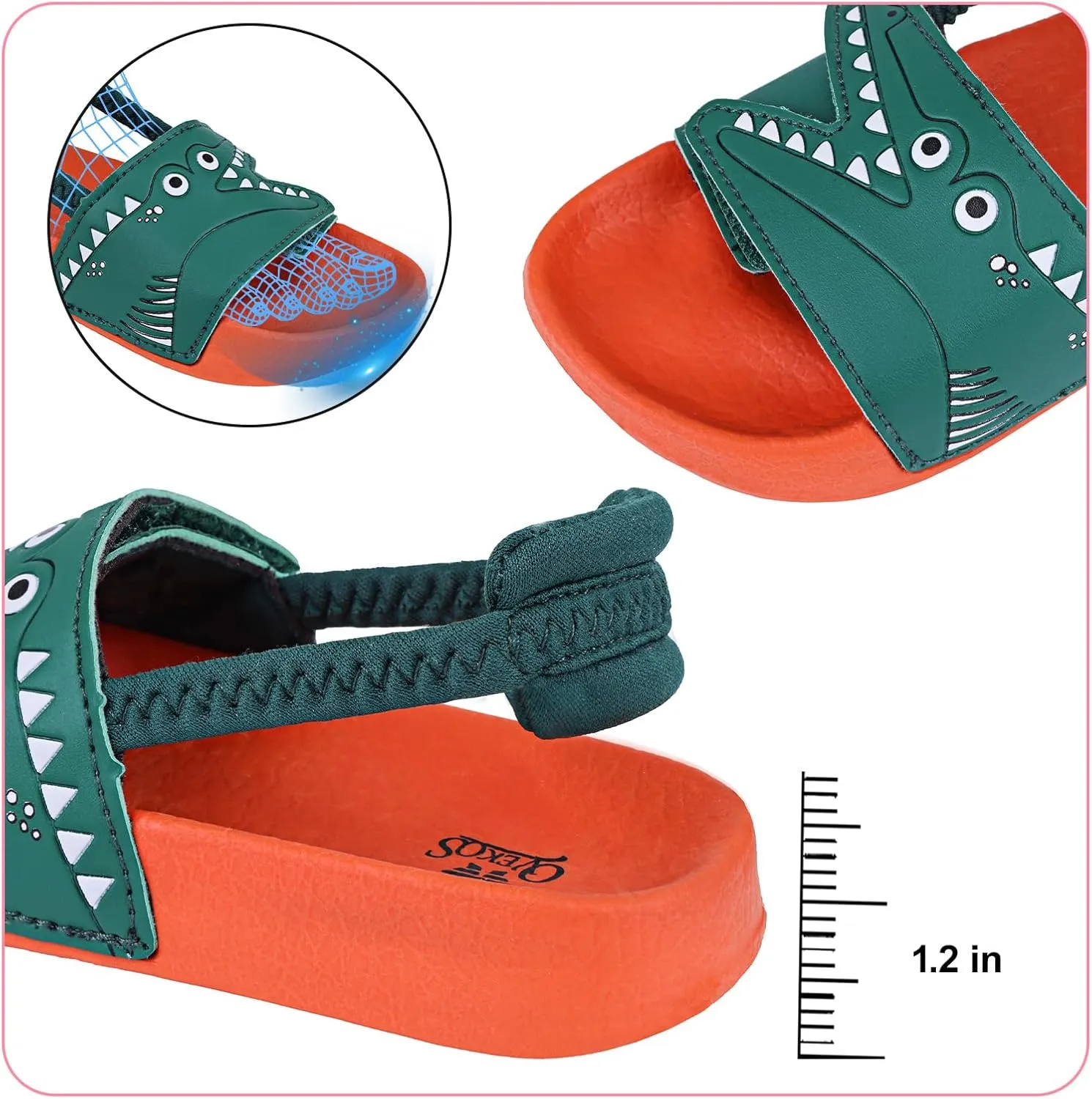Toddler Boys Girls Slides Sandals with Elastic Strap Non-Slip Flip Flop Lightweight Little Kids Shower Slippers Beach Pool Shoes