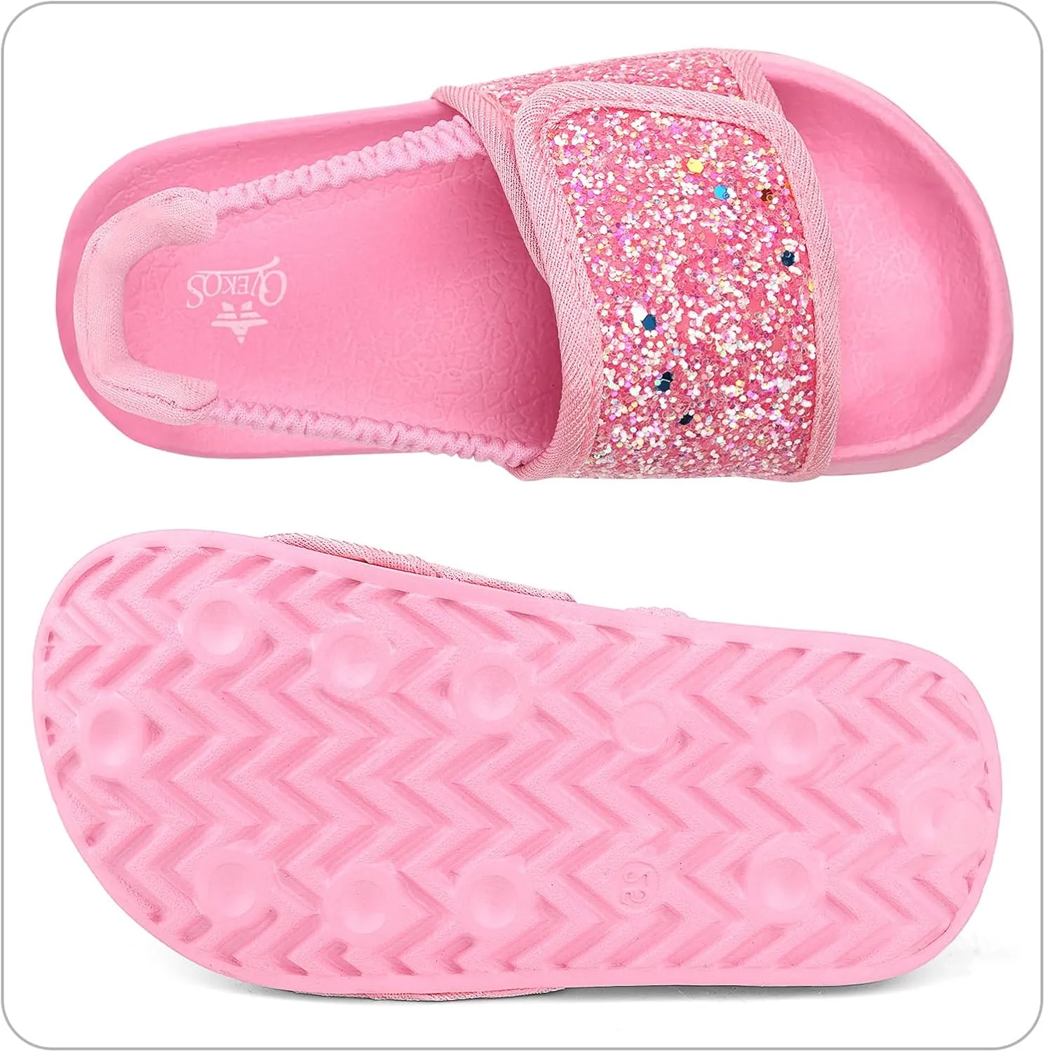 Toddler Boys Girls Slides Sandals with Elastic Strap Non-Slip Flip Flop Lightweight Little Kids Shower Slippers Beach Pool Shoes