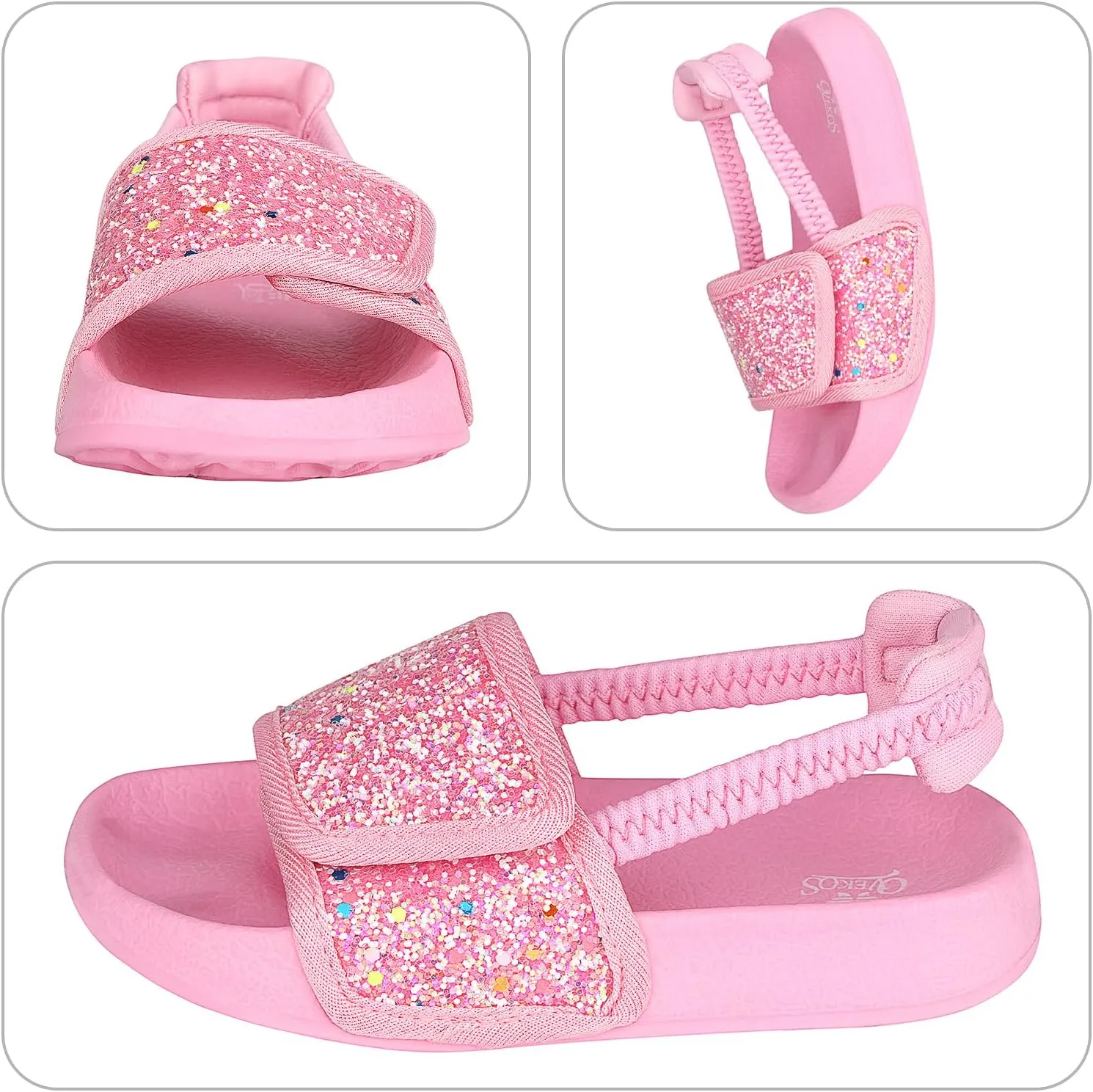 Toddler Boys Girls Slides Sandals with Elastic Strap Non-Slip Flip Flop Lightweight Little Kids Shower Slippers Beach Pool Shoes