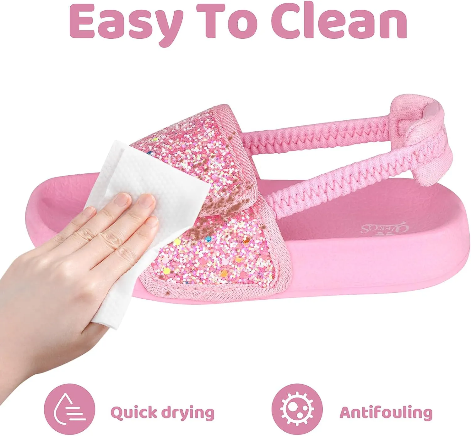 Toddler Boys Girls Slides Sandals with Elastic Strap Non-Slip Flip Flop Lightweight Little Kids Shower Slippers Beach Pool Shoes