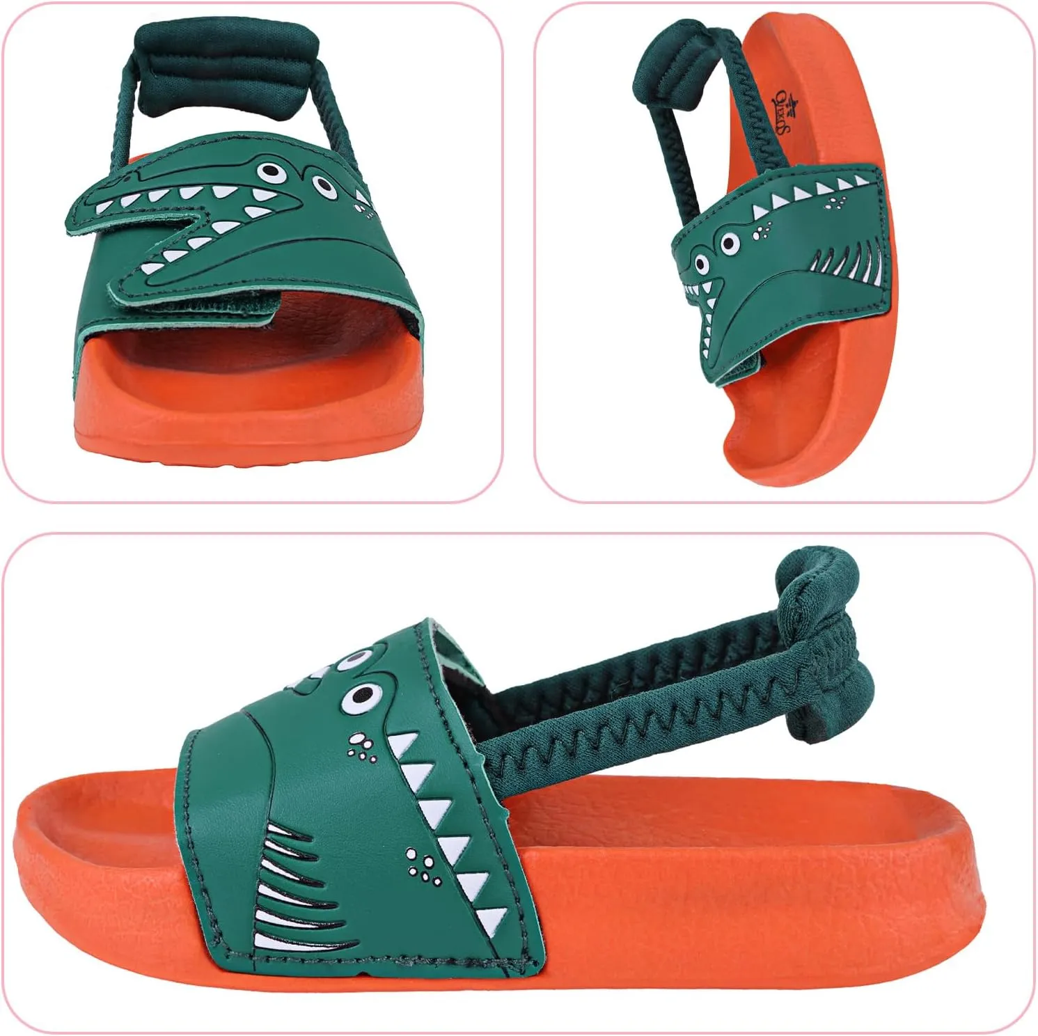Toddler Boys Girls Slides Sandals with Elastic Strap Non-Slip Flip Flop Lightweight Little Kids Shower Slippers Beach Pool Shoes