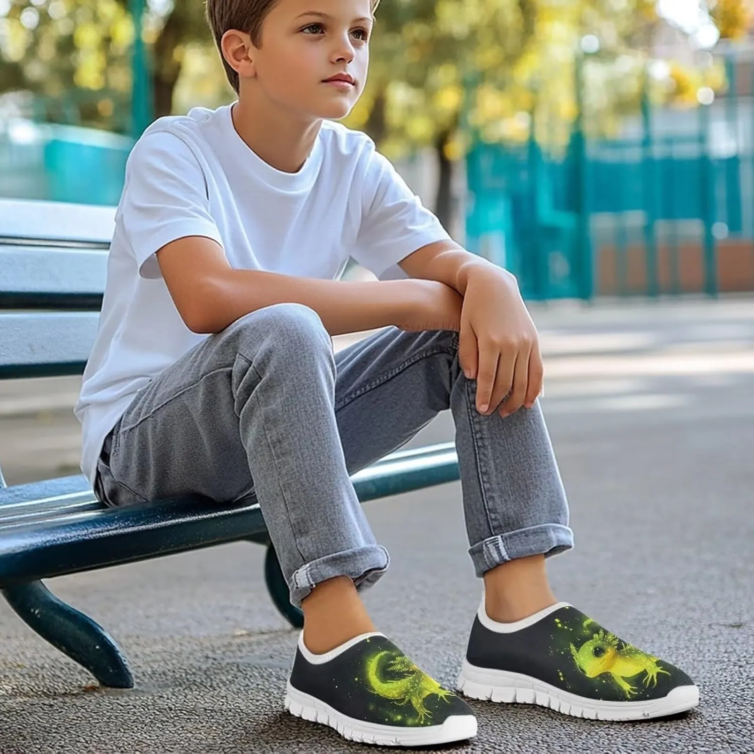TODIYADDU Children's Running Shoes Non-Slip Tennis Shoes Boys Girls Breathable Mesh Fashion Sports Sneaker (White)