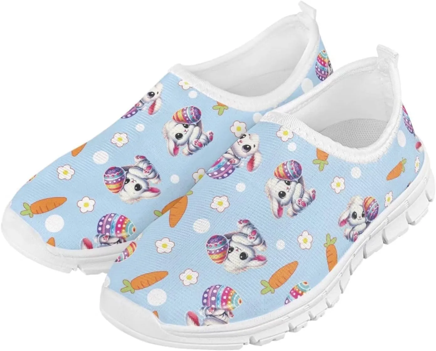 TODIYADDU Girls Easter Shoes Kids Lightweight Mesh Sneakers Casual Athletic Sneaker, White