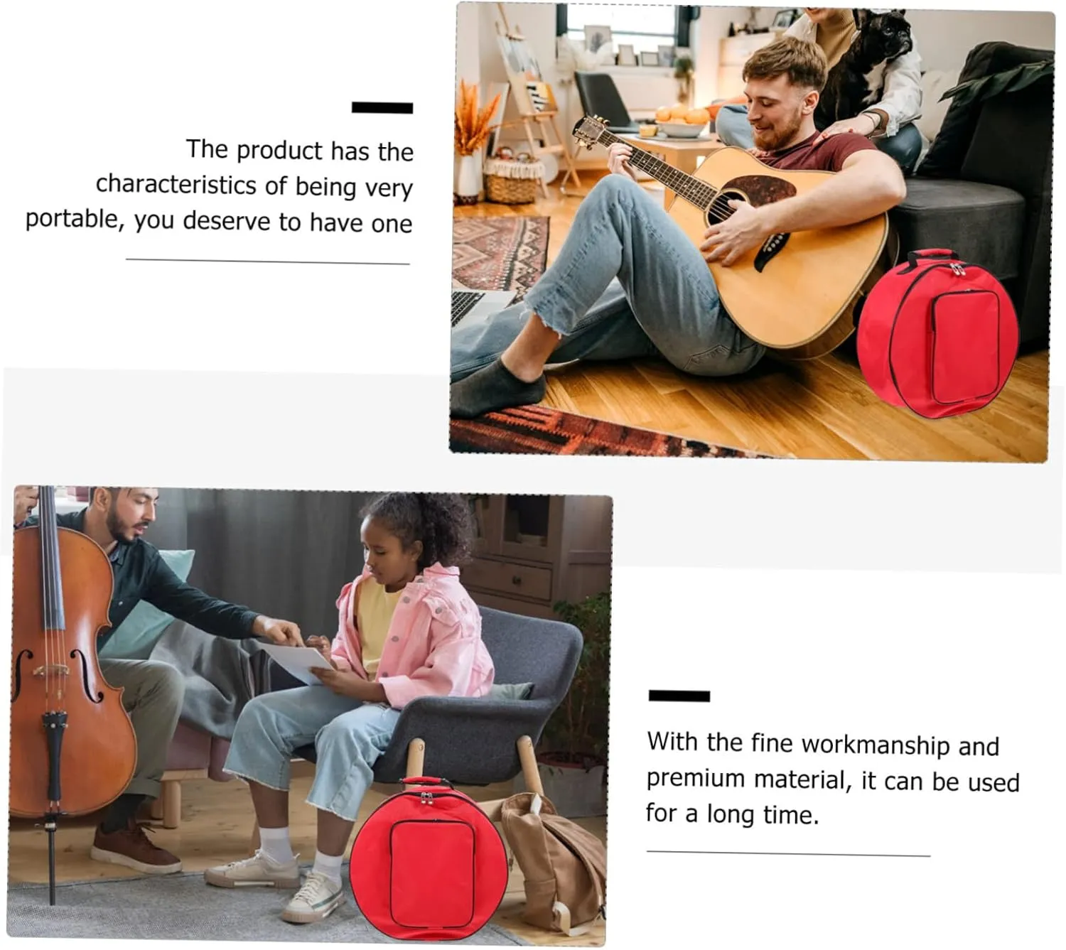 Toyvian Convenient Snare Drum Bag Storage Pocket 13/14 Inches Portable Drum Bag Case Made of Oxford Cloth