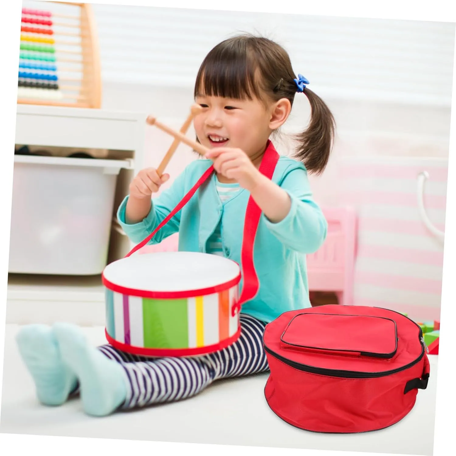Toyvian Convenient Snare Drum Bag Storage Pocket 13/14 Inches Portable Drum Bag Case Made of Oxford Cloth
