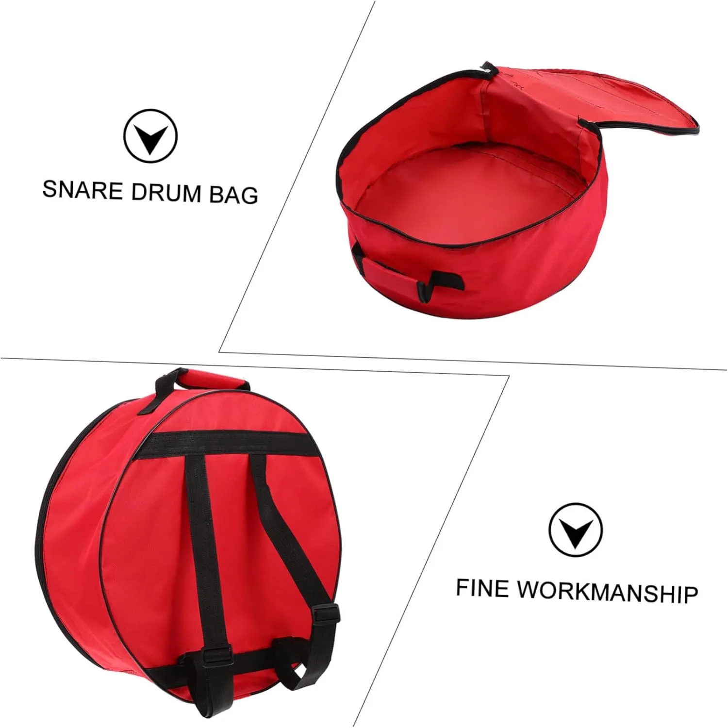 Toyvian Convenient Snare Drum Bag Storage Pocket 13/14 Inches Portable Drum Bag Case Made of Oxford Cloth