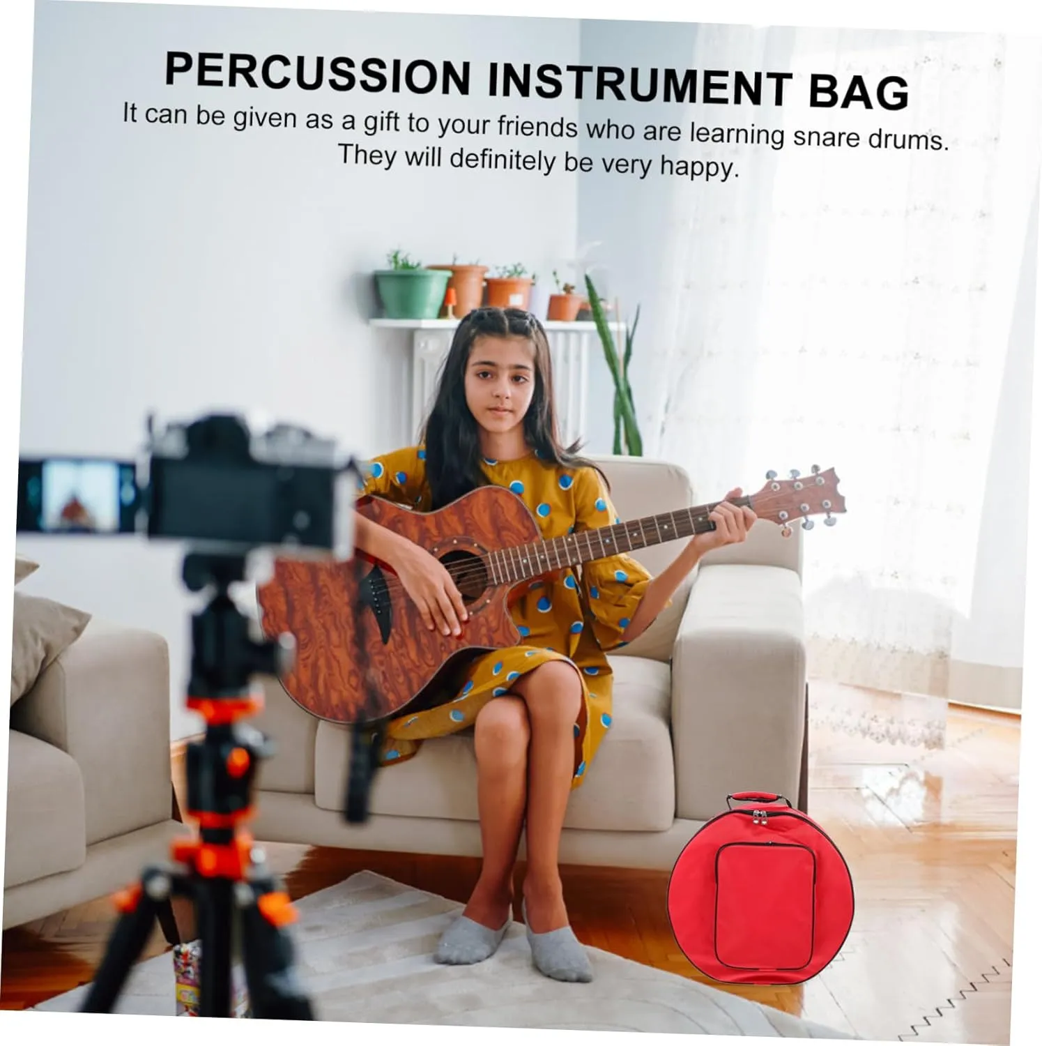 Toyvian Convenient Snare Drum Bag Storage Pocket 13/14 Inches Portable Drum Bag Case Made of Oxford Cloth