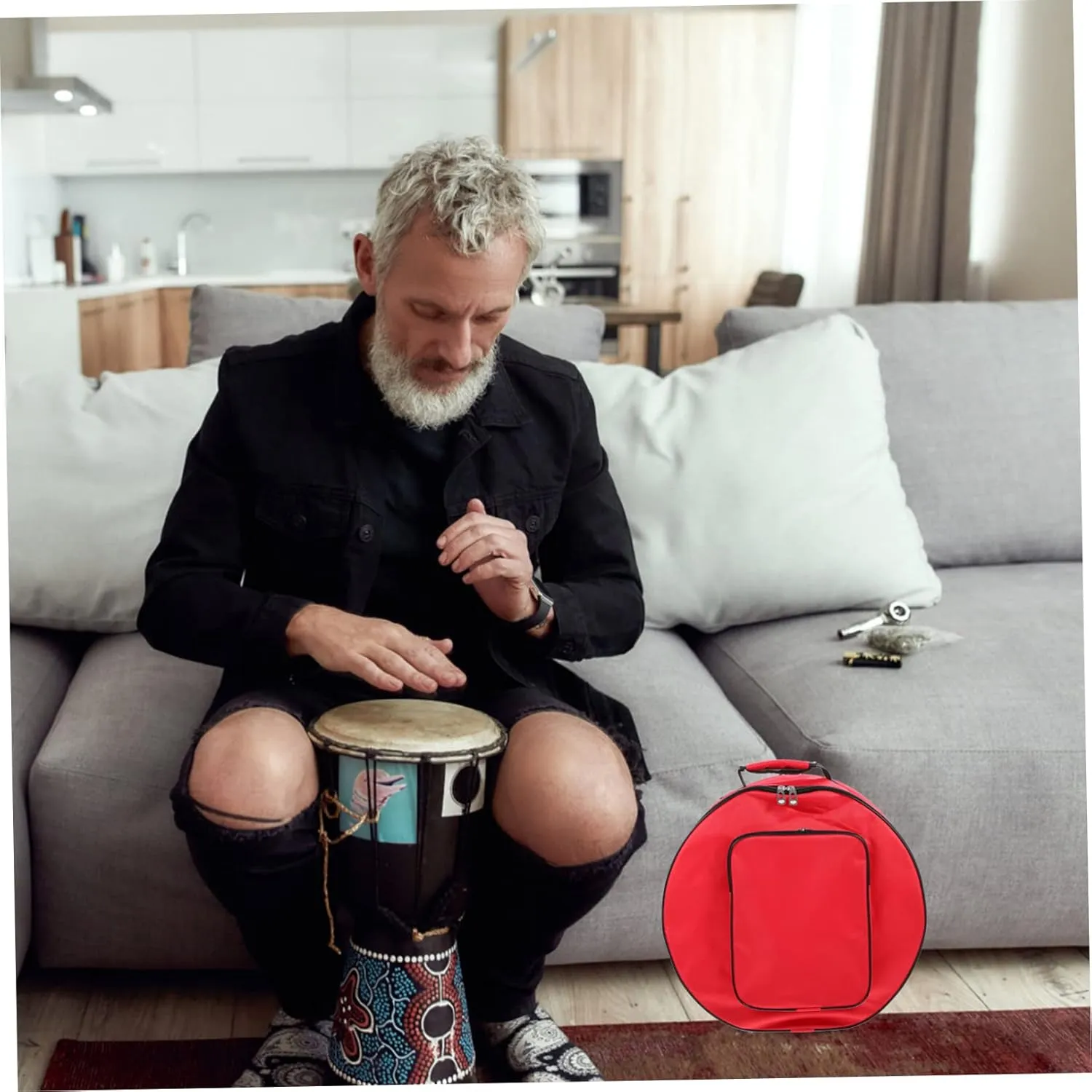 Toyvian Convenient Snare Drum Bag Storage Pocket 13/14 Inches Portable Drum Bag Case Made of Oxford Cloth
