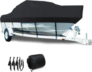 Trailerable Boat Cover 11-27ft 600D Waterproof Heavy Duty UV Resistant Marine Grade Polyester V-Shaped Boat Cover All Weather Protection,11to13ft