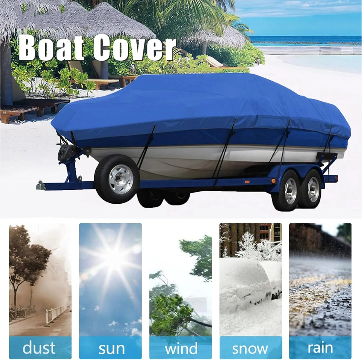 Trailerable Boat Cover Premium 420D Marine Grade Polyester Oxford Waterproof UV Protected Yacht Speedboat V-Hull V-Shaped Boat Cover,12to14ft