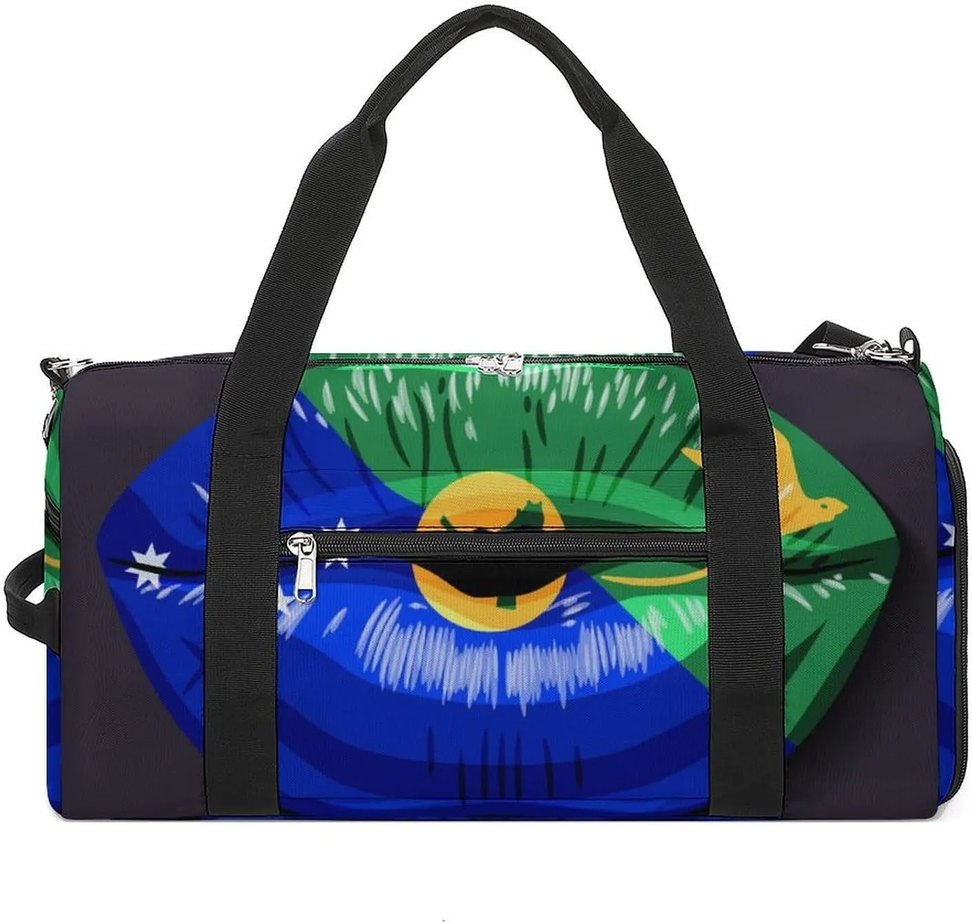 Travel Duffel Bag with Christmas Lslands Flag Lips for Women and Men Shoe Compartment and Wet Pocket