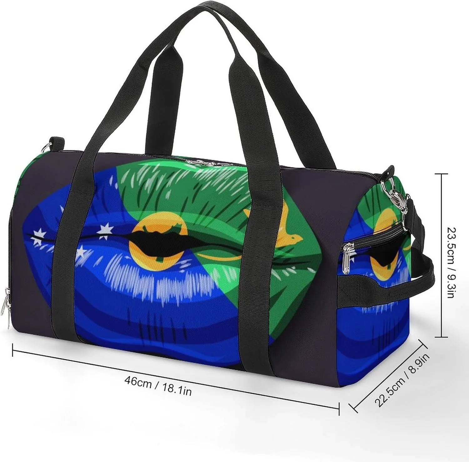 Travel Duffel Bag with Christmas Lslands Flag Lips for Women and Men Shoe Compartment and Wet Pocket