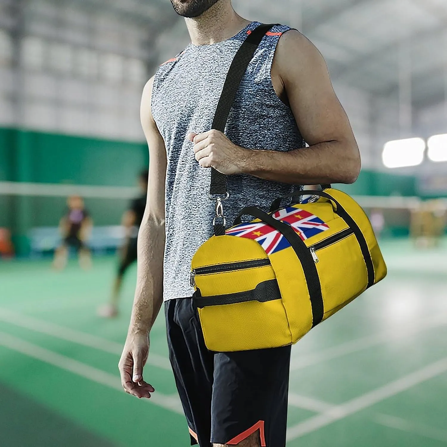 Travel Duffel with Niue Flag for Men Women Shoe Compartment Sports Bag