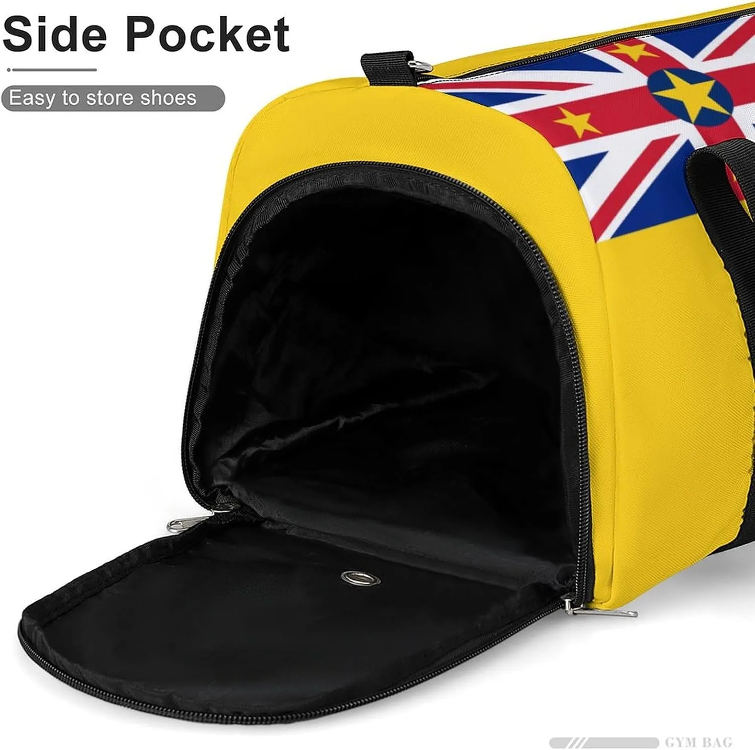 Travel Duffel with Niue Flag for Men Women Shoe Compartment Sports Bag