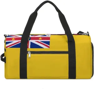 Travel Duffel with Niue Flag for Men Women Shoe Compartment Sports Bag