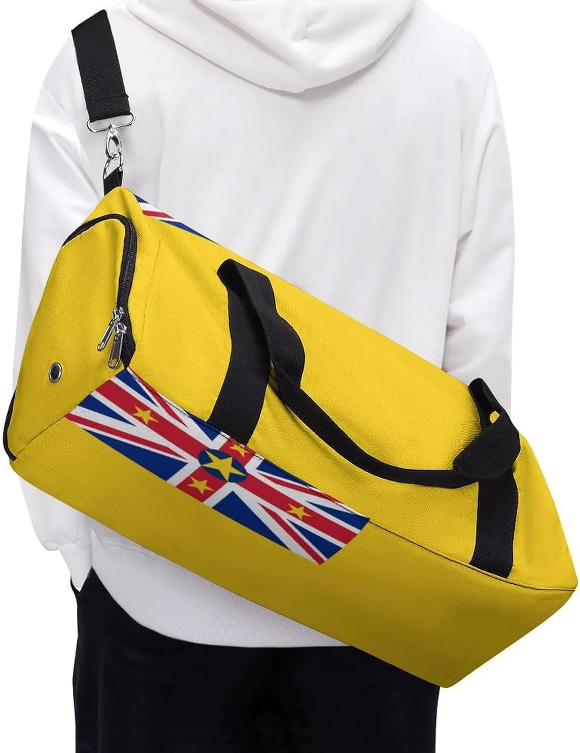 Travel Duffel with Niue Flag for Men Women Shoe Compartment Sports Bag