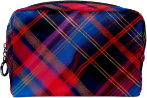 Travel Toiletry Bag,Small Makeup Bag,Classic Stripe Red Plaid,Make up Bags for Women