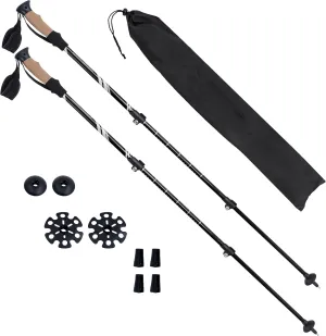 Trekking Poles for Hiking Black Walking Sticks, Lightweight Pair Trek Poles Collapsible Backpacking Trekker Stick Set