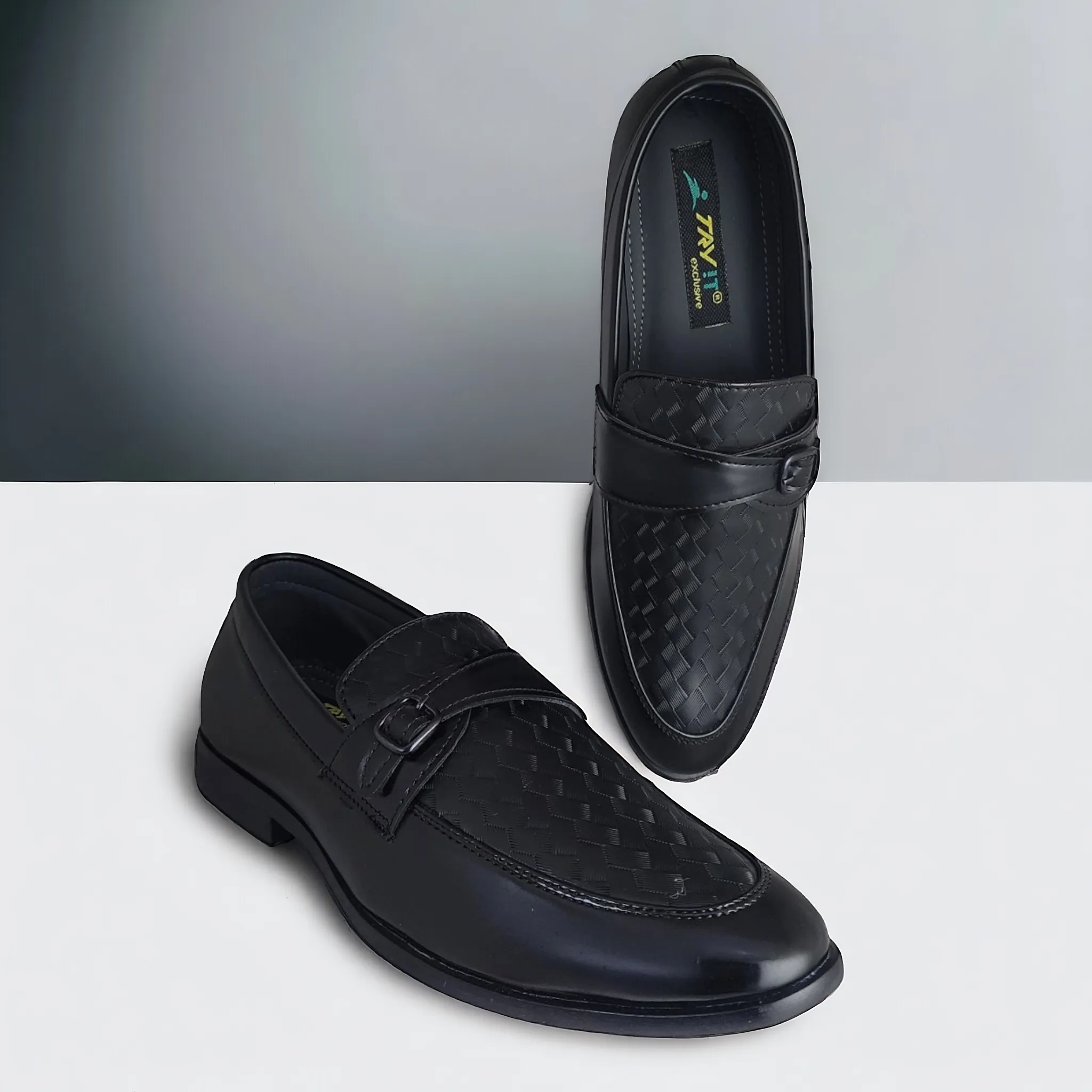 TRY IT 3650 BLACK Men's Loafers Shoes