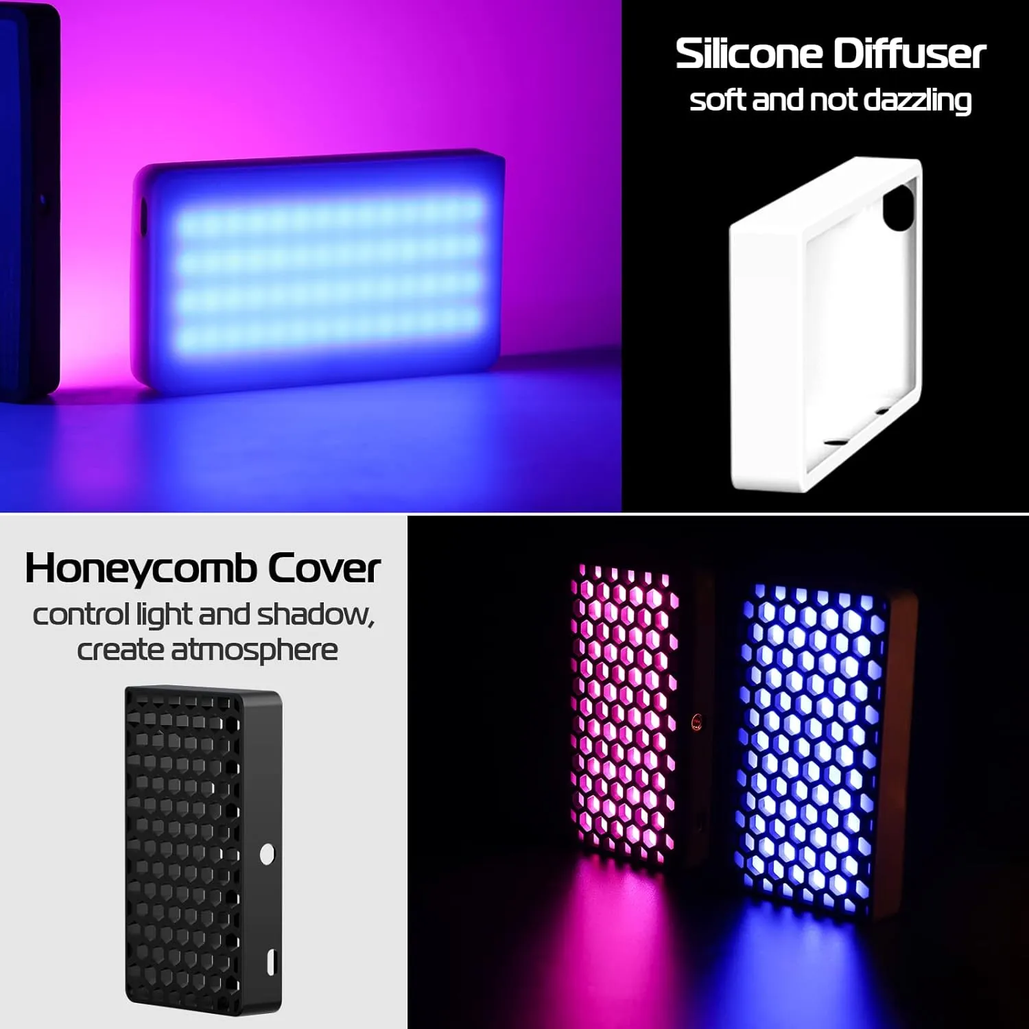 ULANZI LT002 RGB Video Light, Portable LED Camera Light Panel 0-360 Full Color, CRI 95  2500-9000K LED Video Light, 4000mAh Rechargeable LED DSLR Lighting for Vlogging, Photography, Video Conference