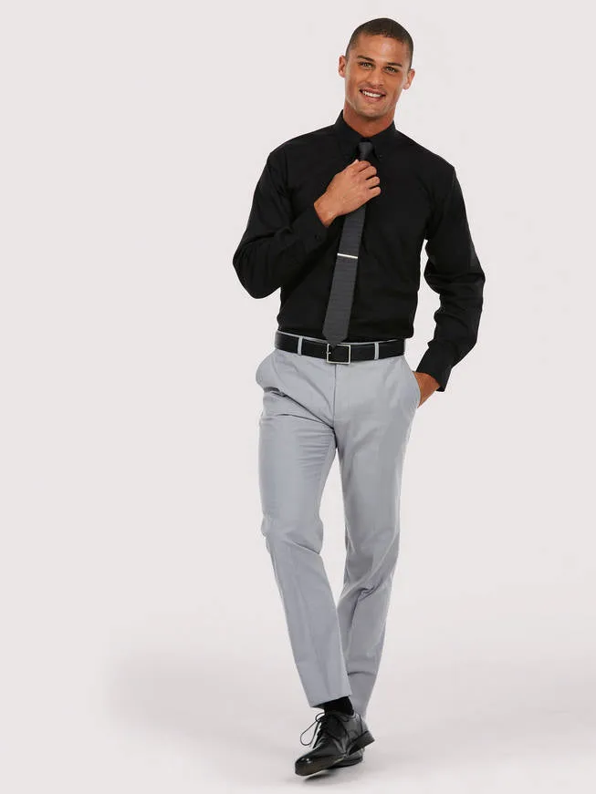 Uneek UC701 Men Full Sleeve Pinpoint Oxford Shirt, Black